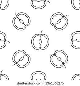 Black and white seamless pattern Apple vector half icon. Healthcare symbol
