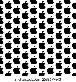 black and white seamless pattern with apple