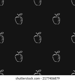 Black and white seamless pattern with apples