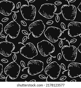 Black and white seamless pattern with apples