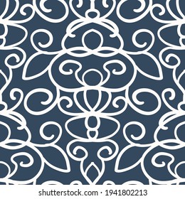 Black and white seamless pattern with arabesques  in a retro style. Vector illustration