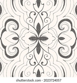 Black and white seamless pattern with arabesques  in a retro style. Vector illustration