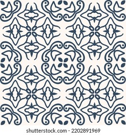 Black and white seamless pattern with arabesques  in a retro style. Vector illustration