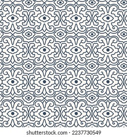 Black and white seamless pattern with arabesques  in a retro style. Vector illustration