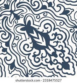 Black and white seamless pattern with arabesques  in a retro style. Vector illustration