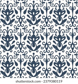Black and white seamless pattern with arabesques  in a retro style. Vector illustration