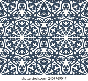Black and white seamless pattern with arabesques  in a retro style. Vector illustration
