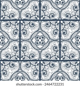 Black and white seamless pattern with arabesques  in a retro style. Vector illustration