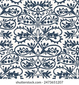 Black and white seamless pattern with arabesques  in a retro style. Vector illustration
