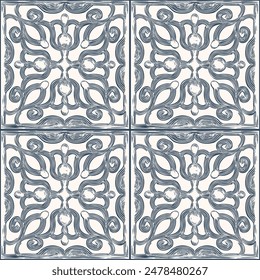 Black and white seamless pattern with arabesques  in a retro style. Vector illustration