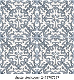 Black and white seamless pattern with arabesques  in a retro style. Vector illustration
