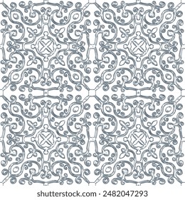 Black and white seamless pattern with arabesques  in a retro style. Vector illustration