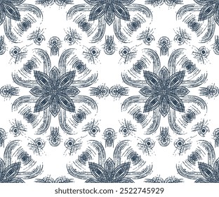 Padrão sem emenda preto e branco com arabescos em um estilo retro. Ilustração vetorial