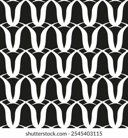 Black and white seamless pattern with arabesques  in a retro style. Vector illustration