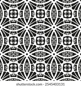 Black and white seamless pattern with arabesques  in a retro style. Vector illustration