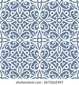 Black and white seamless pattern with arabesques  in a retro style. Vector illustration