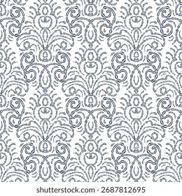Patrón sin fisuras en blanco y negro con arabescos en un estilo retro. Ilustración vectorial