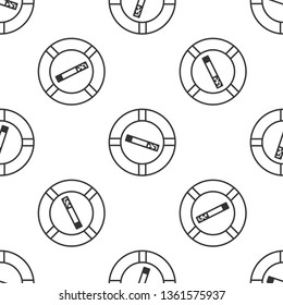 Black and white seamless pattern Ashtray full of smokes cigarettes. Crockery for smoking.