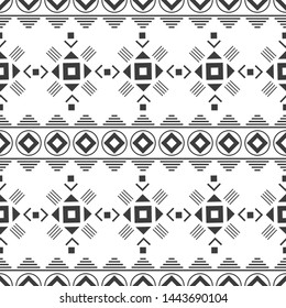 Black and white seamless pattern. Aztec abstract geometric background. Ethnic hipster style. Illustration