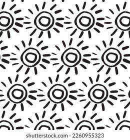 Black and white seamless pattern background made with rough geometric elements.