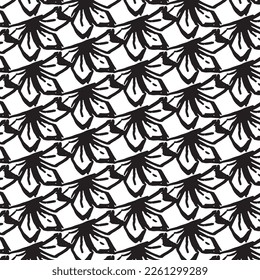 Black and white seamless pattern background made with rough geometric elements.