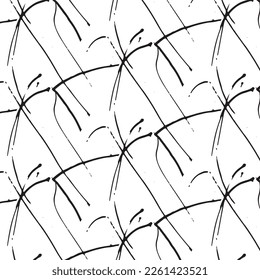 Black and white seamless pattern background made with rough geometric elements.