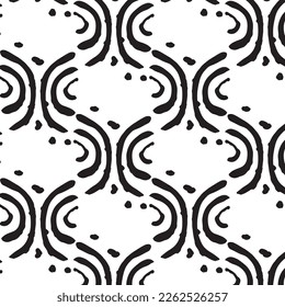 Black and white seamless pattern background made with rough geometric elements.
