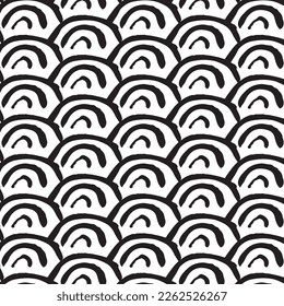 Black and white seamless pattern background made with rough geometric elements.