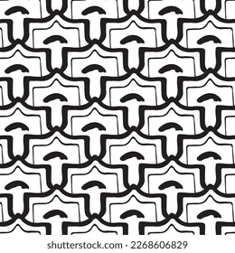 Black and white seamless pattern background made with rough geometric elements.