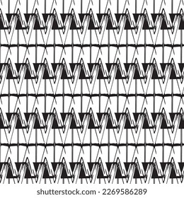 Black and white seamless pattern background made with rough geometric elements.