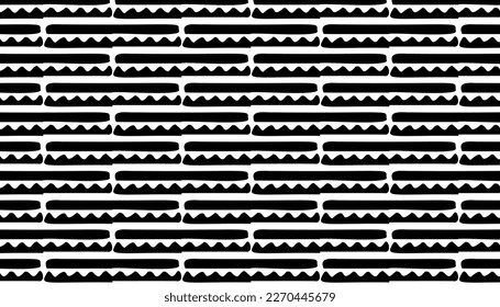 Black and white seamless pattern background made with rough geometric elements.