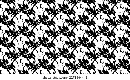 Black and white seamless pattern background made with rough geometric elements.