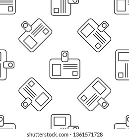 Black and white seamless pattern Badge blank plastic empty security. Space for text.