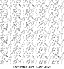 Black white seamless pattern with ballerina