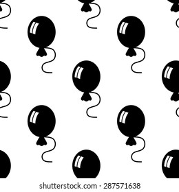 Black and white seamless pattern with balloons in comic style