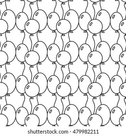 Black and white seamless pattern with balloons for coloring book.