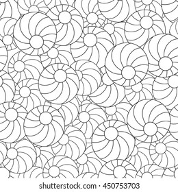 Black and white seamless pattern with balls. Vector illustration