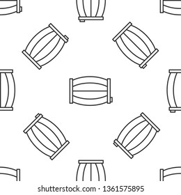 Black and white seamless pattern Barrel of beer icon. Bar concept