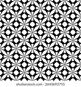 Black and white seamless pattern. Batik pattern. Texture for traditional clothes Malaysia and Indonesian style. Seamless Javanese wallpaper. Motifs background. Vintage tile. Abstract floral endless