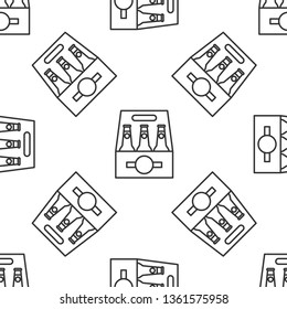 Black and white seamless pattern Beer set icon. Beer pack symbol for your web site design