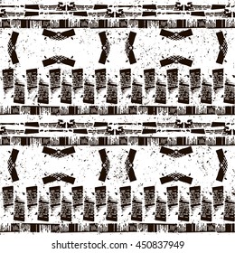 Black and white seamless pattern in boho style. Abstract background for textile design, wallpaper, surface textures, pattern fills, wrapping paper.