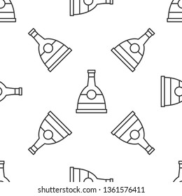 Black and white seamless pattern Bottle of vodka. Bar concept