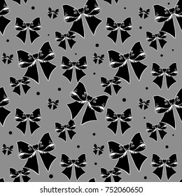 black and white seamless pattern with bows