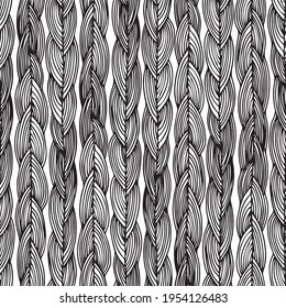 patrón negro y blanco sin soldadura de trenzas o trigo, decoración abstracta sobre fondo blanco