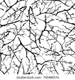 Black And White Seamless Pattern With Branches