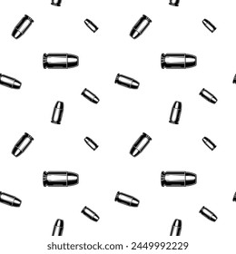 black and white seamless pattern with bullet ammo.
