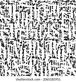 Patrón transparente blanco y negro de letras góticas capitales. Textura vectorial con letras latinas ornamentadas. Adecuado para papel de pared, papel de envoltura, tela. Fondo repetitivo de las letras del alfabeto inglés