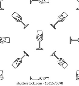 Black and white seamless pattern Champagne glass icon. Drinks collection.