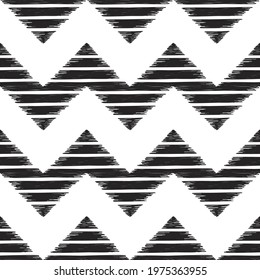 Black and white seamless pattern. Chevron background. Tribal print.