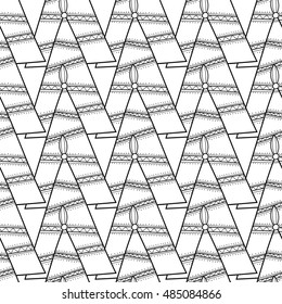 Black and white seamless pattern with Christmas trees for coloring